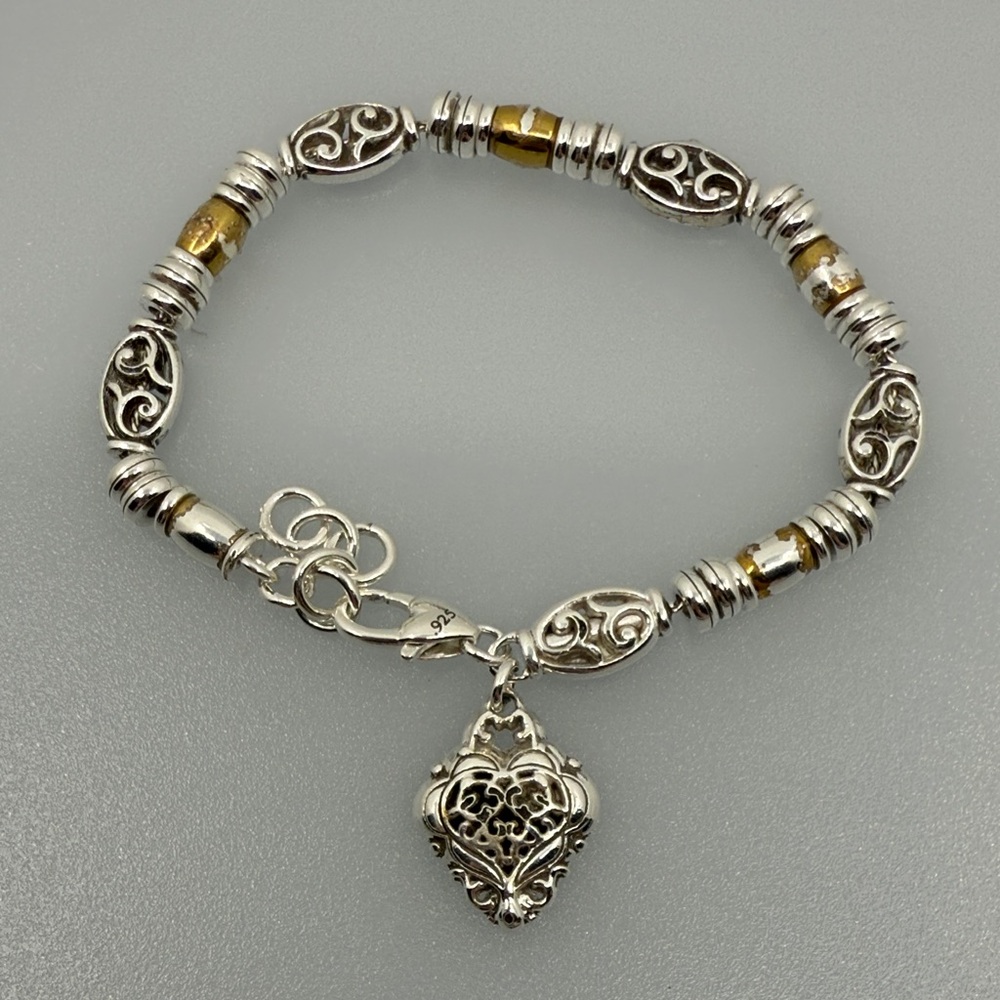 Brighton Silver and Gold Bracelet with Heart Charm